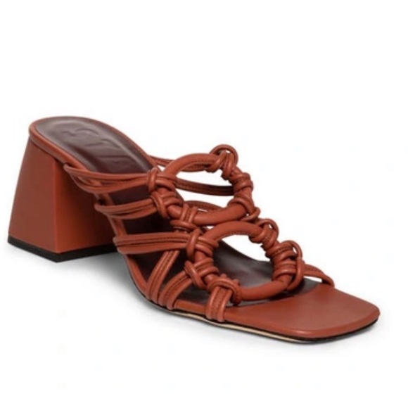 STAUD Shoes - STAUD Adeline Knotted Leather Heels in Spice